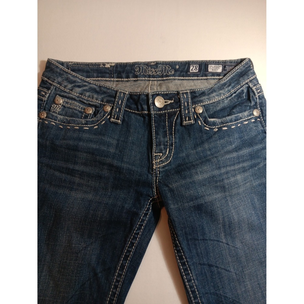 Miss Me Women's Bootcut Jeans 28 Blue Denim low Rise Rhinestone Pockets 3008